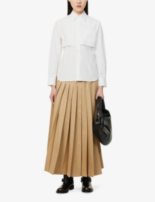 UNDERCOVER: Pointed-collar overlay-panel cotton-poplin shirt