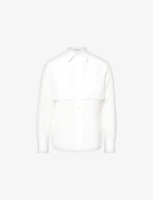 UNDERCOVER: Pointed-collar overlay-panel cotton-poplin shirt
