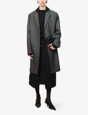 Iridescent Notched-Lapel Wool-Blend Coat