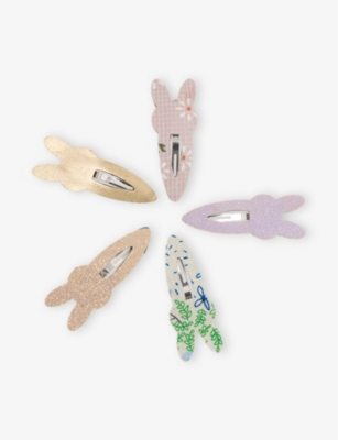 MIMI & LULA: Easter Bunny Set of Five Mini Fabric Hair Clips