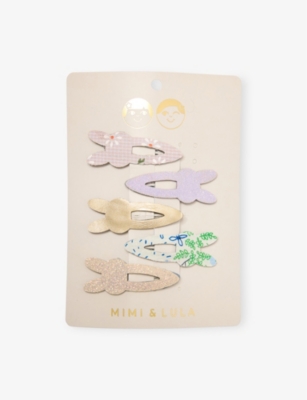 MIMI & LULA: Easter Bunny Set of Five Mini Fabric Hair Clips