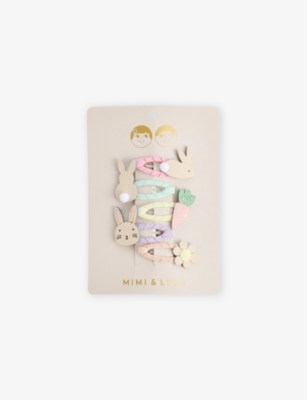 MIMI & LULA: Easter Mini Pack of Five Fabric Clic Clac Hair Clips