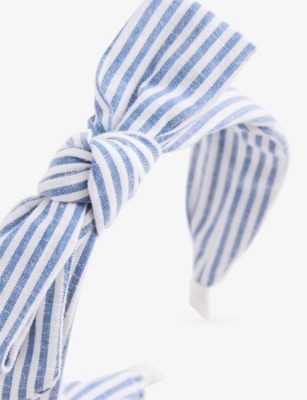 MIMI & LULA: Stripe-Print Bow-Embellished Fabric Headband