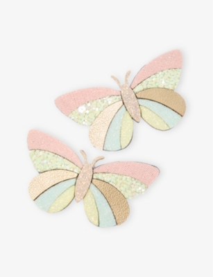 MIMI & LULA: Butterfly Clic Clacs Pack of Two Hair Clips