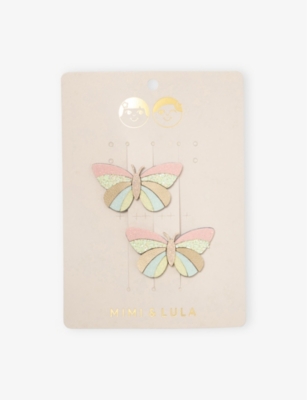 MIMI & LULA: Butterfly Clic Clacs Pack of Two Hair Clips