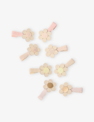 Mimi & Lula Neutral Daisy Pack Of Eight Mini Hair Clips In Neutral