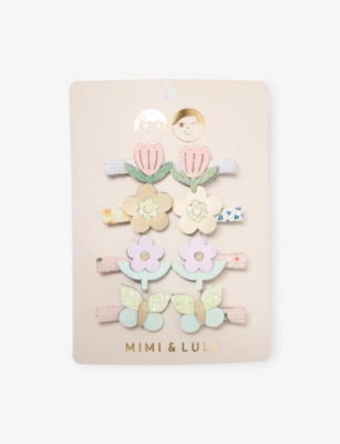 MIMI & LULA: Bouquet Set of Eight Fabric Mini Hair Clips