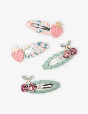 MIMI & LULA: Fruity Floral Set of Four Fabric Hair Clips