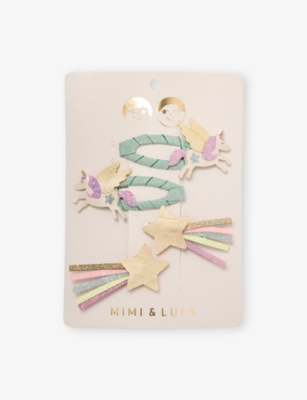 MIMI & LULA: Unicorn Pack of Four Fabric Hair Clips
