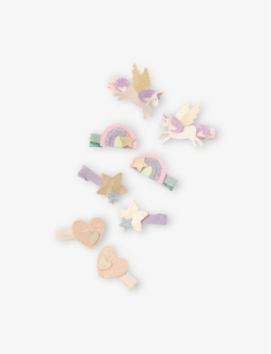 MIMI & LULA: Unicorn Mini Pack of Eight Fabric Hair Clips
