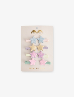 MIMI & LULA: Stellar Mini Pack of Eight Fabric Hair Clips