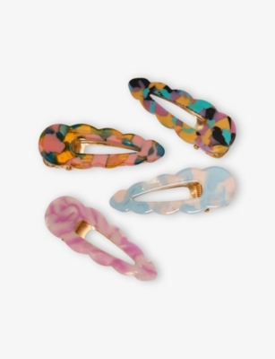 MIMI & LULA: Abstract-Print Pack of Four Acetate Hair Clips