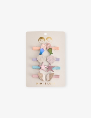 MIMI & LULA: Mermaid Mini Pack of Eight Fabric Hair Clips