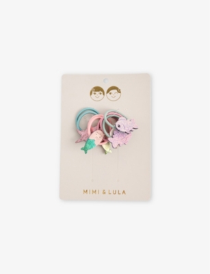 Mimi & Lula Ti Mermaid Pack Of Eight Elasticated Hair Ties In Multi