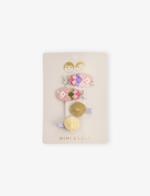 MIMI & LULA: Mermaid Pack of Four Fabric Clic Clac Hair Clips