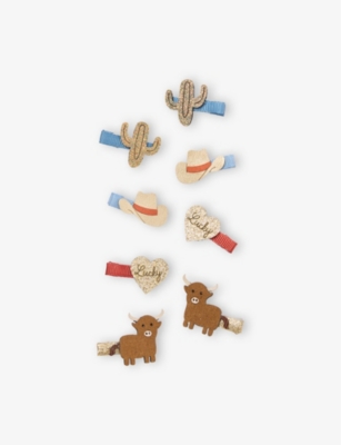 MIMI & LULA: Cowboy Mini Pack of Eight  Fabric Hair Clips