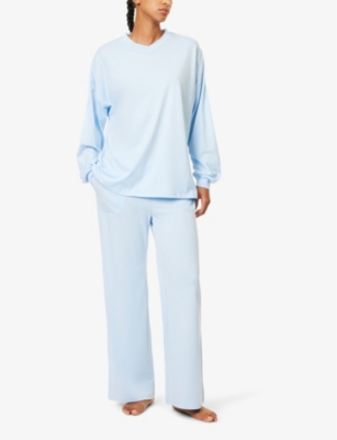 Skin Womens  Catalina Long-sleeve Cotton Top In Blue Breeze