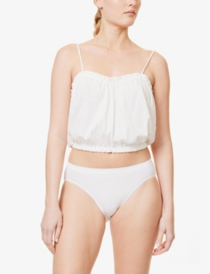 Shop Skin Womens  Celeste Ruffle-trim Organic Cotton Cami Top In White