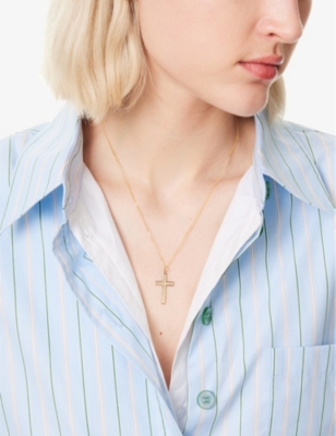 LAURA VANN: Cross 18ct yellow gold-plated sterling-silver necklace
