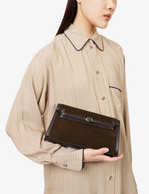 Verafied Womens Truffle Suede Shoulder Bag In Truffle