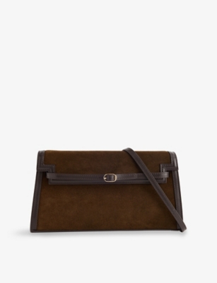 Verafied Womens Truffle Suede Shoulder Bag In Truffle