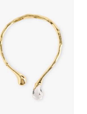 ALEXIS BITTAR: Lucite Sprout 14ct Yellow Gold-Plated Brass Collar