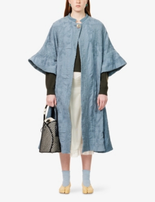 BY WALID: Leila Embroidered Cotton and Linen Coat