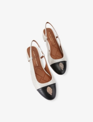 Kurt Geiger 40mm Sloane Two-tone Slingback Pumps In Silver