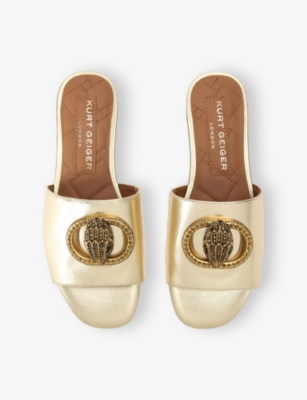 KURT GEIGER LONDON: Chelsea Metallic-Leather Flat Sandals