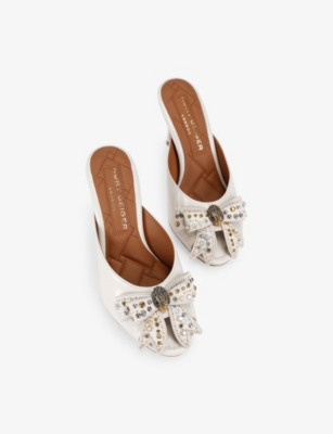Kurt Geiger Leather Belgravia Stud Bow Heeled Mule