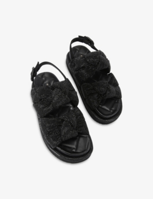 Kurt Geiger Rhinestone Orson Crossover Sandals In Black