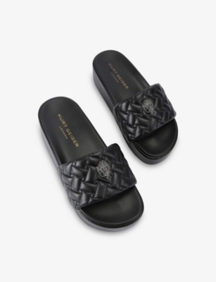 Kurt Geiger Meena Eagle Platform Slides In Black