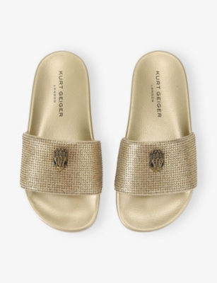 Kurt Geiger London Meena Eagle Slide Sandal In Gold