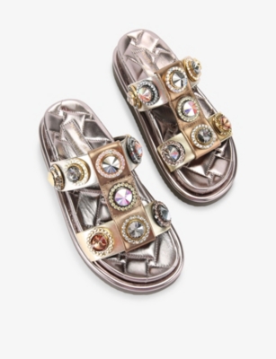 Kurt Geiger Leather Orson Crystal Sandals