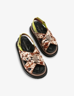 KURT GEIGER LONDON: Orson Cross Strap Leather Sandals