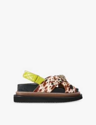 KURT GEIGER LONDON: Orson Cross Strap Leather Sandals