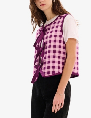OMNES: Jojo Gingham-Pattern Cotton Quilted Gilet
