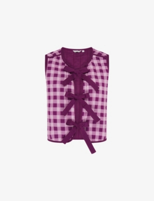 OMNES: Jojo Gingham-Pattern Cotton Quilted Gilet