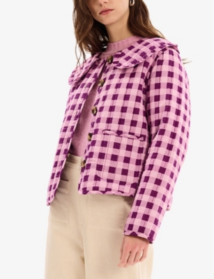 Omnes Womens Pink Peggy Gingham-pattern Quilted Cotton Jacket In Pink