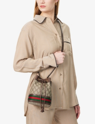 Gucci Womens  Ophidia Mini Canvas Bucket Bag In B.eb/n.acero/vrv