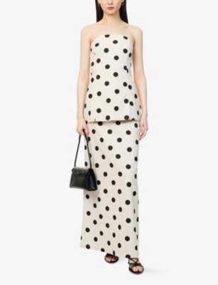 4TH & RECKLESS: Athena Polka-Dot Woven Bandeau Top