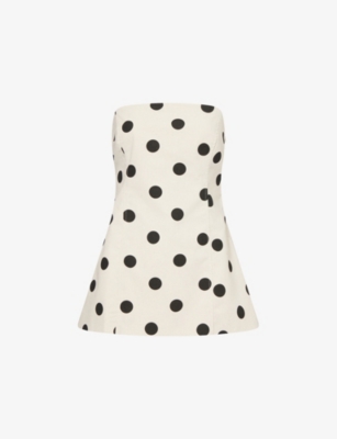 4TH & RECKLESS: Athena Polka-Dot Woven Bandeau Top