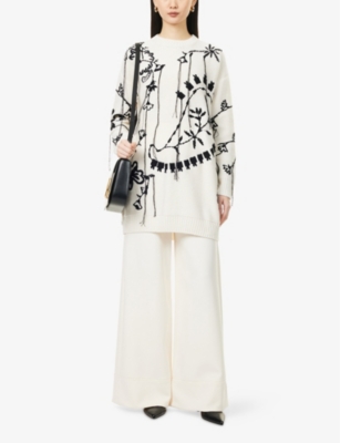 Shop Max Mara Womens White Arad Embroidered Wool And Cashmere-blend Mini Dress