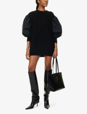 MAX MARA: Ancella balloon-sleeve wool-knit mini dress