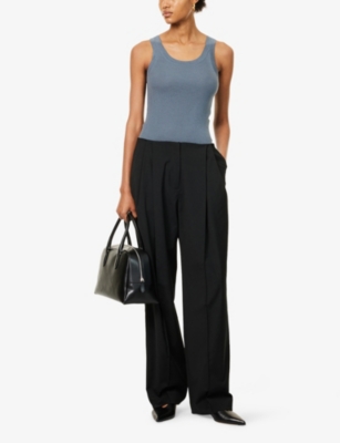MAX MARA: Eliadi Sleeveless Ribbed-Knit Wool Top