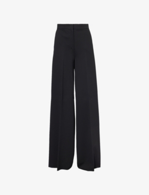 MAX MARA: Circolo Flared Wide-Leg High-Rise Stretch-Woven Blend Trousers