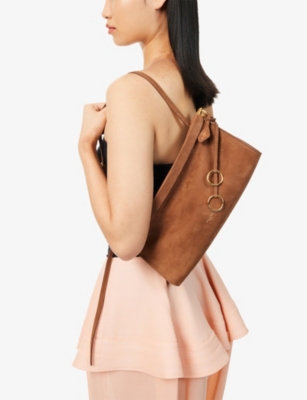 ALAIA: East West Magnetic-Frame Leather Shoulder Bag