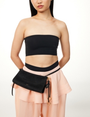 ALAIA: East West Magnetic-Frame Leather Shoulder Bag