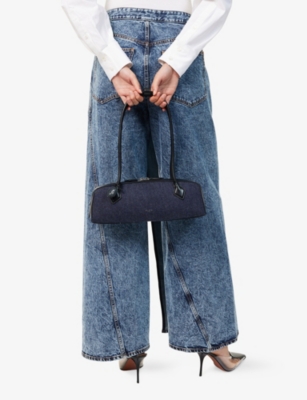 ALAIA: Teckel Medium Denim Shoulder Bag
