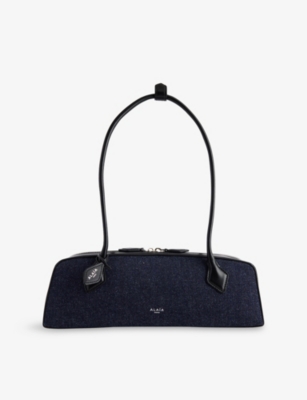 ALAIA: Teckel Medium Denim Shoulder Bag